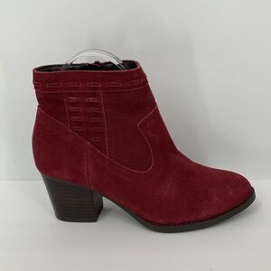 Market & Spruce Caia suede leather ankle boot shoe heel wine burgundy new 7.5